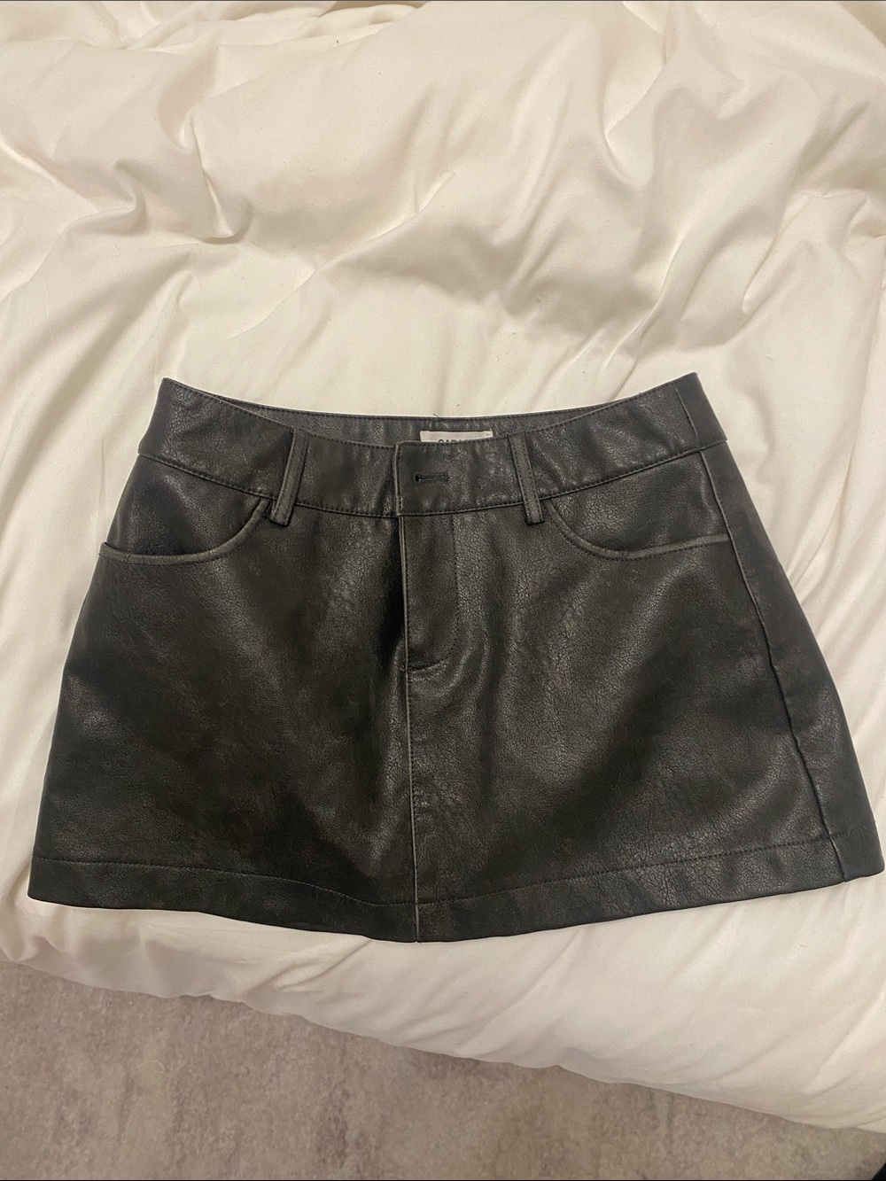 Garage Black Faux Leather Mini Skirt
